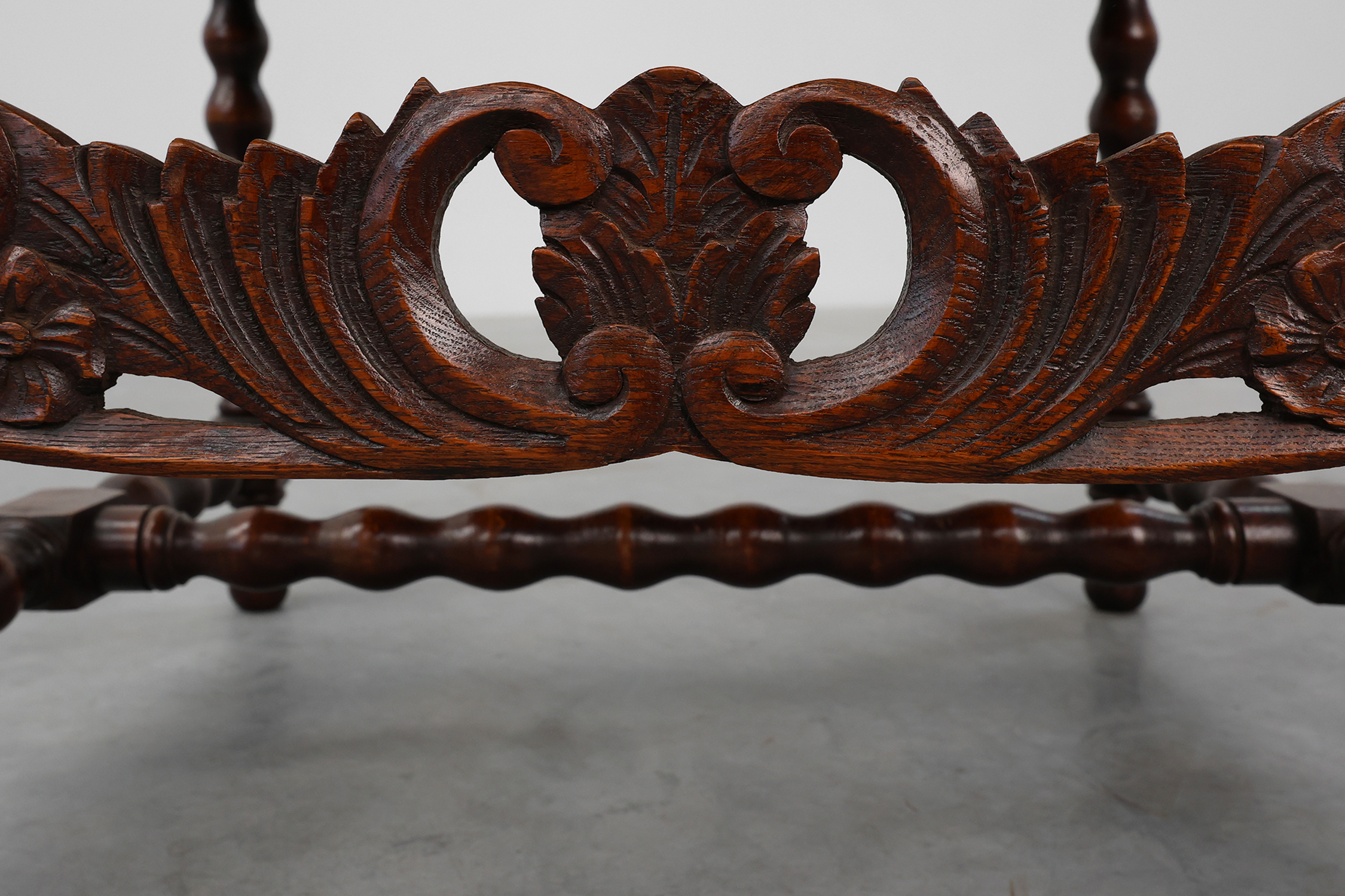 18th-Century Belgian Baroque Armchair in Wood and Leather, Louis XIV Periodthumbnail